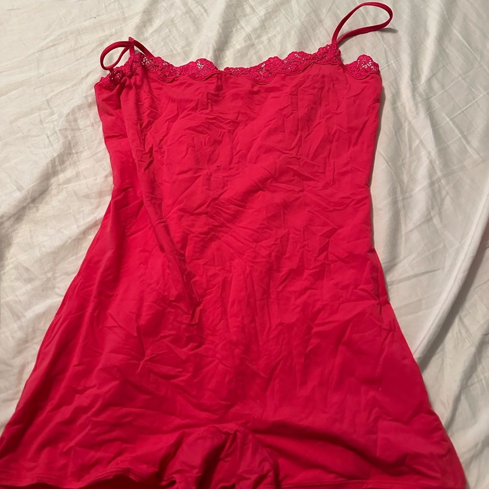 SKIMS Red Jumpsuit Vibrant Color Silky Material